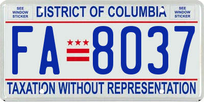 DC license plate FA8037