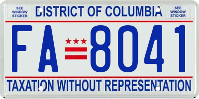 DC license plate FA8041