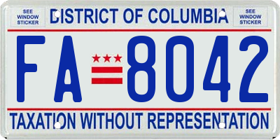 DC license plate FA8042