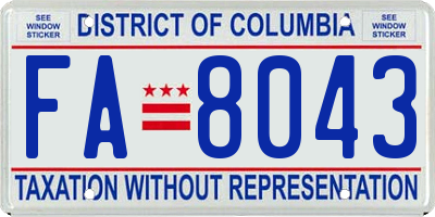 DC license plate FA8043