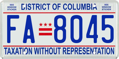 DC license plate FA8045