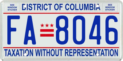 DC license plate FA8046