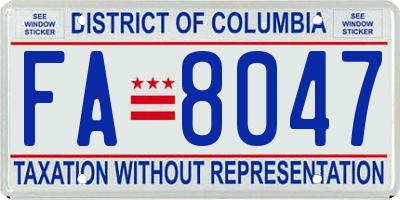 DC license plate FA8047