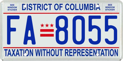 DC license plate FA8055