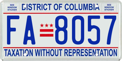 DC license plate FA8057