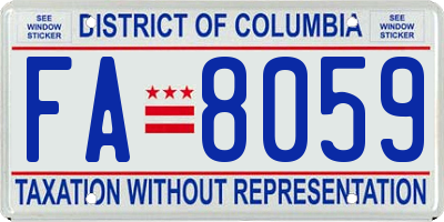 DC license plate FA8059