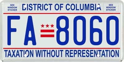 DC license plate FA8060