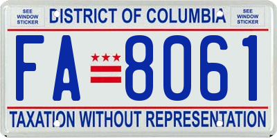 DC license plate FA8061