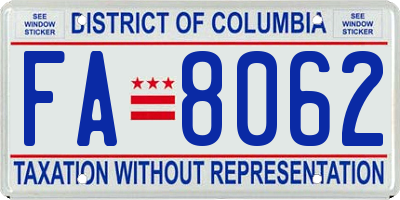 DC license plate FA8062