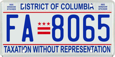 DC license plate FA8065