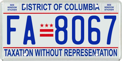 DC license plate FA8067