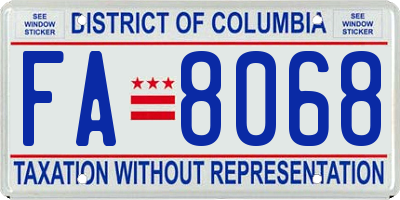 DC license plate FA8068