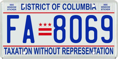 DC license plate FA8069