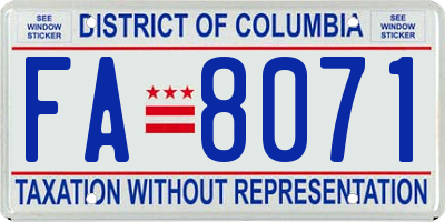 DC license plate FA8071