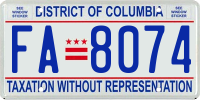 DC license plate FA8074