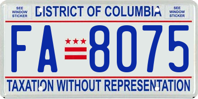 DC license plate FA8075