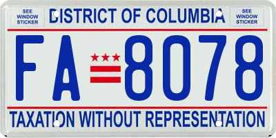 DC license plate FA8078