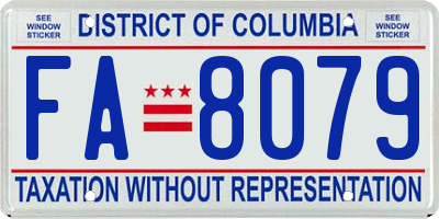 DC license plate FA8079