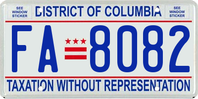 DC license plate FA8082