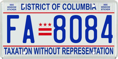 DC license plate FA8084