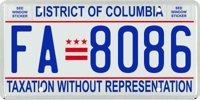 DC license plate FA8086