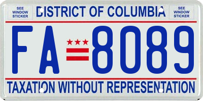 DC license plate FA8089