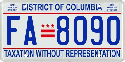 DC license plate FA8090