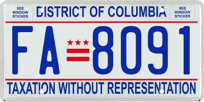 DC license plate FA8091