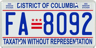 DC license plate FA8092