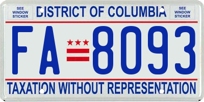 DC license plate FA8093