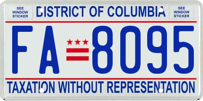 DC license plate FA8095