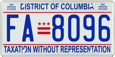 DC license plate FA8096