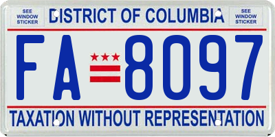 DC license plate FA8097