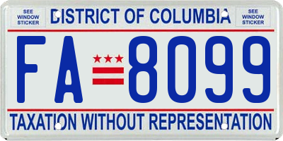 DC license plate FA8099