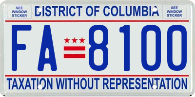 DC license plate FA8100