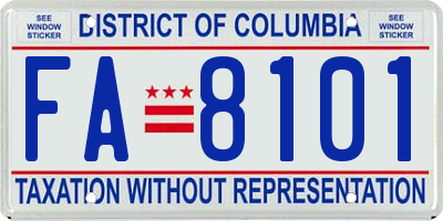 DC license plate FA8101