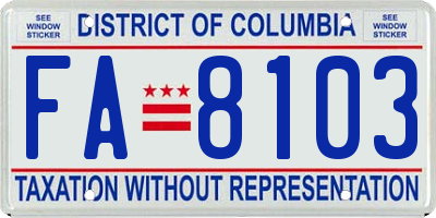 DC license plate FA8103