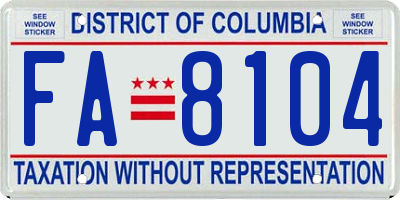 DC license plate FA8104