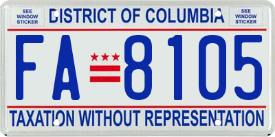 DC license plate FA8105