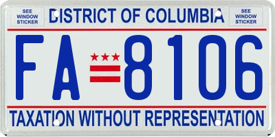 DC license plate FA8106