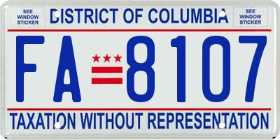 DC license plate FA8107