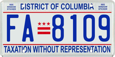 DC license plate FA8109