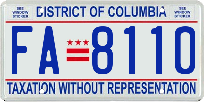 DC license plate FA8110