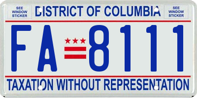 DC license plate FA8111