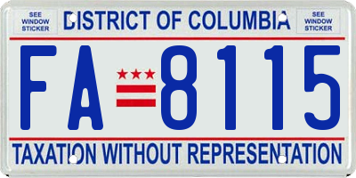 DC license plate FA8115