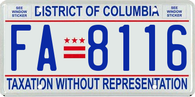 DC license plate FA8116