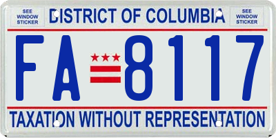 DC license plate FA8117