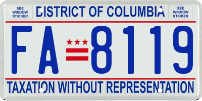 DC license plate FA8119