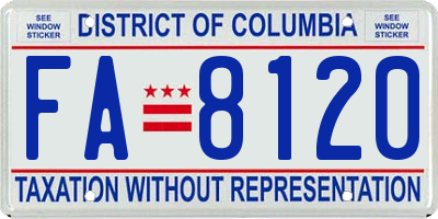 DC license plate FA8120