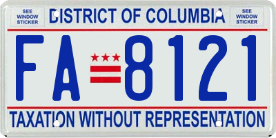 DC license plate FA8121